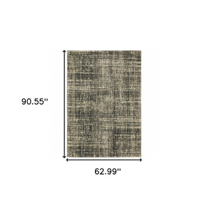 HomeRoots 2' Abstract Charcoal Grey Beige Tan Runner Rug - Stain Resistant, Durable, Perfect for High Traffic Areas 5' X 8' 508310