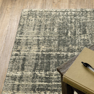 HomeRoots 2' Abstract Charcoal Grey Beige Tan Runner Rug - Stain Resistant, Durable, Perfect for High Traffic Areas 8' X 11' 508312