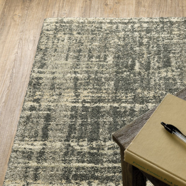 HomeRoots 2' Abstract Charcoal Grey Beige Tan Runner Rug - Stain Resistant, Durable, Perfect for High Traffic Areas 8' X 11' 508312
