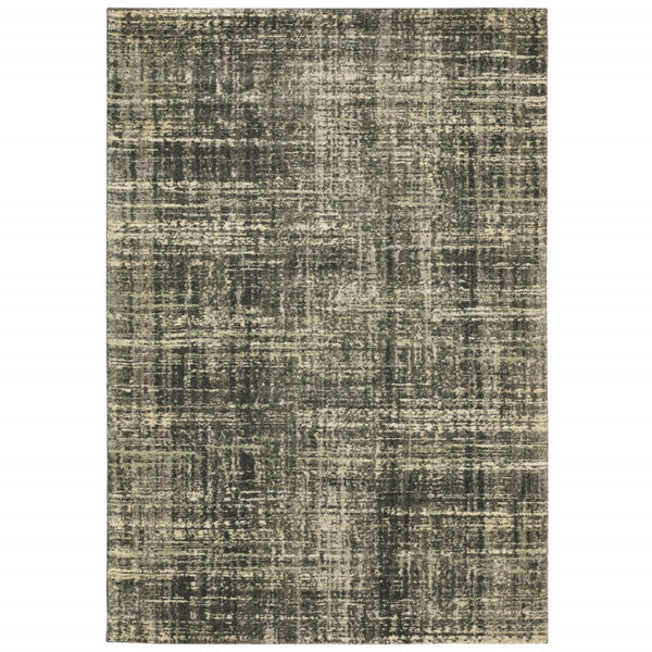 HomeRoots 2' Abstract Charcoal Grey Beige Tan Runner Rug - Stain Resistant, Durable, Perfect for High Traffic Areas 10' X 13' 508313