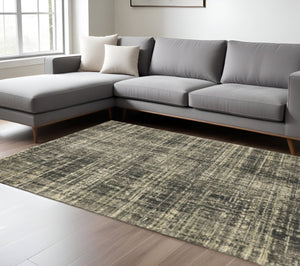 HomeRoots 2' Abstract Charcoal Grey Beige Tan Runner Rug - Stain Resistant, Durable, Perfect for High Traffic Areas 10' X 13' 508313