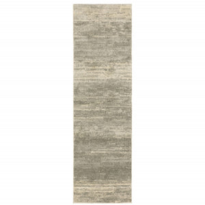 HomeRoots 2' Modern Abstract Runner Rug in Grey, Beige & Tan – Stain Resistant, Soft Cut Pile Design for Homes 2'3" x 7'6" 508314