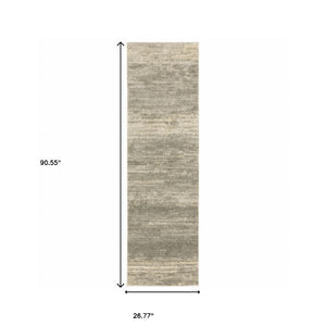 HomeRoots 2' Modern Abstract Runner Rug in Grey, Beige & Tan – Stain Resistant, Soft Cut Pile Design for Homes 2'3" x 7'6" 508314