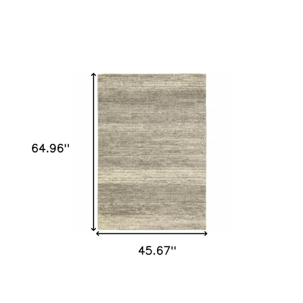 HomeRoots 2' Modern Abstract Runner Rug in Grey, Beige & Tan – Stain Resistant, Soft Cut Pile Design for Homes 4' X 5' 508315