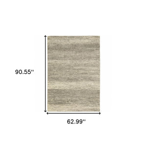HomeRoots 2' Modern Abstract Runner Rug in Grey, Beige & Tan – Stain Resistant, Soft Cut Pile Design for Homes 5' X 8' 508316