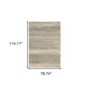 HomeRoots 2' Modern Abstract Runner Rug in Grey, Beige & Tan – Stain Resistant, Soft Cut Pile Design for Homes 7' X 10' 508317
