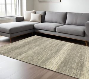 HomeRoots 2' Modern Abstract Runner Rug in Grey, Beige & Tan – Stain Resistant, Soft Cut Pile Design for Homes 7' X 10' 508317