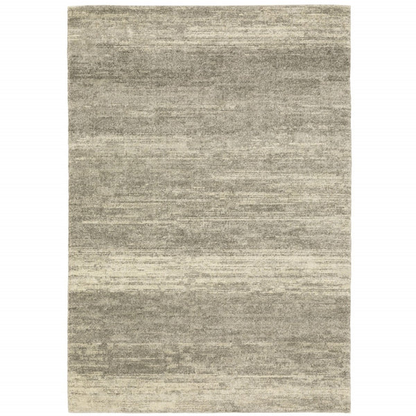 HomeRoots 2' Modern Abstract Runner Rug in Grey, Beige & Tan – Stain Resistant, Soft Cut Pile Design for Homes 8' X 11' 508318