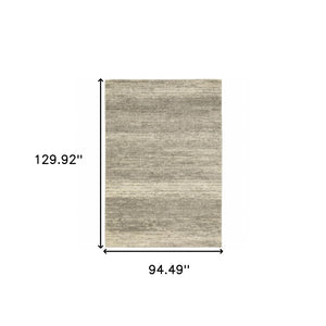 HomeRoots 2' Modern Abstract Runner Rug in Grey, Beige & Tan – Stain Resistant, Soft Cut Pile Design for Homes 8' X 11' 508318