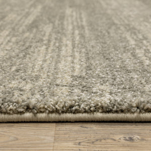 HomeRoots 2' Modern Abstract Runner Rug in Grey, Beige & Tan – Stain Resistant, Soft Cut Pile Design for Homes 8' X 11' 508318