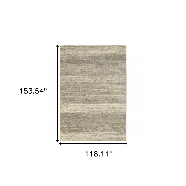 HomeRoots 2' Modern Abstract Runner Rug in Grey, Beige & Tan – Stain Resistant, Soft Cut Pile Design for Homes 10' X 13' 508319