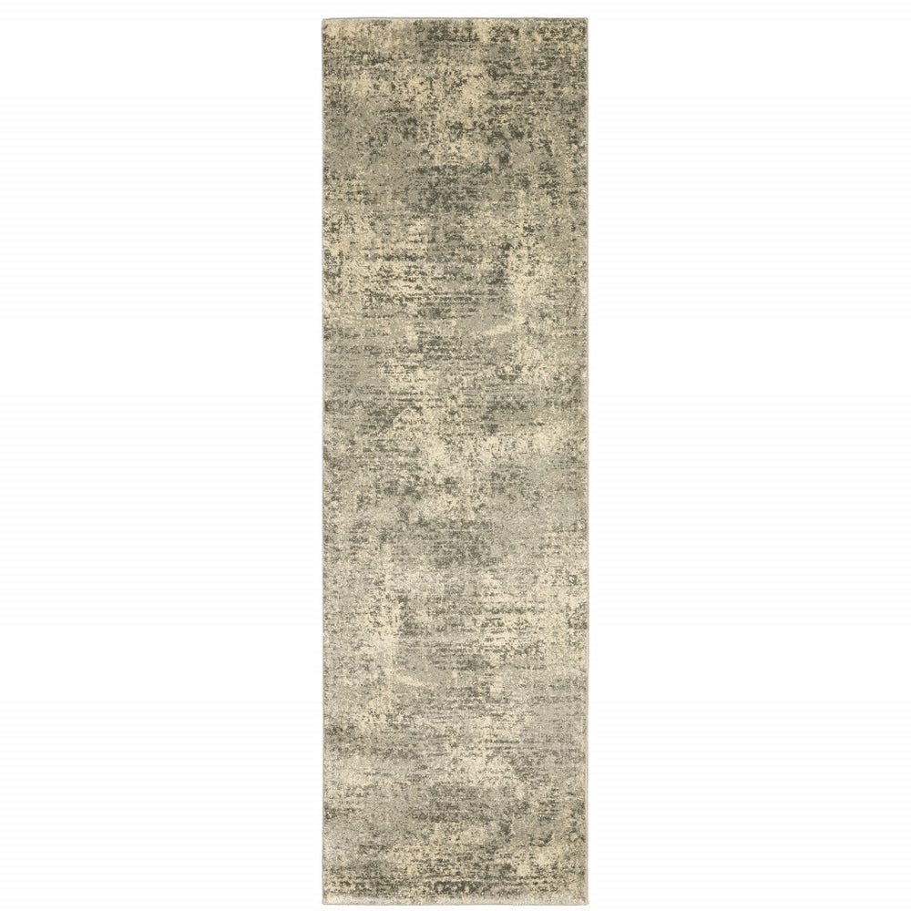 Homeroots 2' X 8' Grey Ivory Beige And Taupe Oriental Power Loom Stain Resistant Runner Rug  Polypropylene 508320