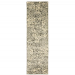 Homeroots 2' X 8' Grey Ivory Beige And Taupe Oriental Power Loom Stain Resistant Runner Rug  Polypropylene 508320