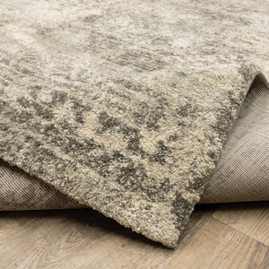 Homeroots 2' X 8' Grey Ivory Beige And Taupe Oriental Power Loom Stain Resistant Runner Rug  Polypropylene 508320