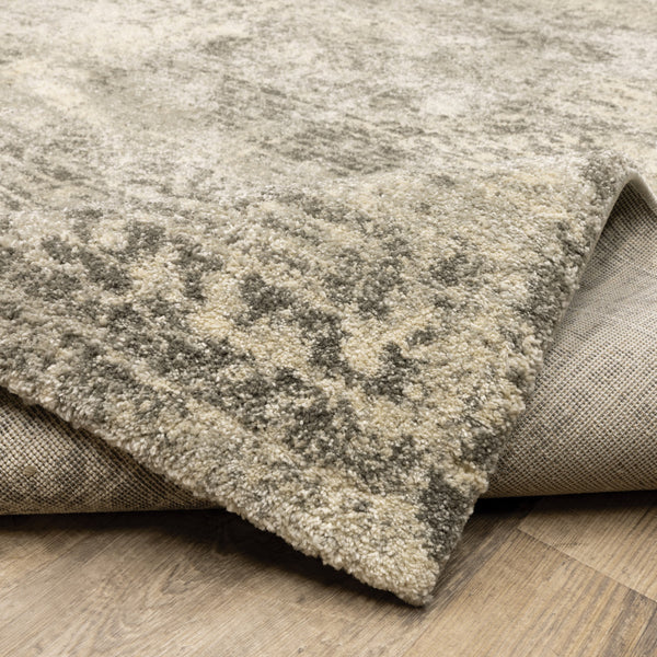 Homeroots 2' X 8' Grey Ivory Beige And Taupe Oriental Power Loom Stain Resistant Runner Rug  Polypropylene 508320