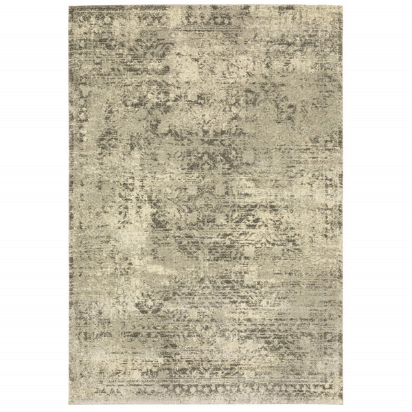 Homeroots 3' X 5' Grey Ivory Beige And Taupe Oriental Power Loom Stain Resistant Area Rug  Polypropylene 508321