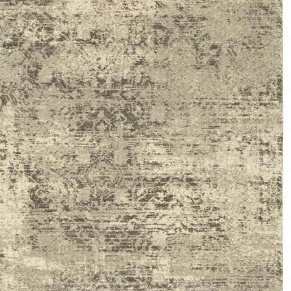 HomeRoots 2' Timeless Grey Ivory Beige Taupe Oriental Runner Rug – Stain Resistant Elegance for Hallways 5' X 8' 508322