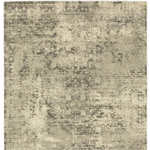 HomeRoots 2' Timeless Grey Ivory Beige Taupe Oriental Runner Rug – Stain Resistant Elegance for Hallways 5' X 8' 508322