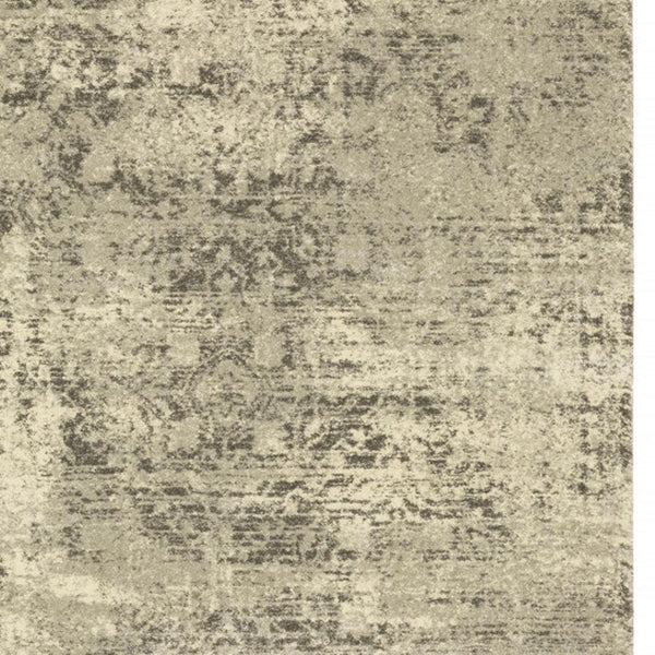 HomeRoots 2' Timeless Grey Ivory Beige Taupe Oriental Runner Rug – Stain Resistant Elegance for Hallways 7' X 10' 508323