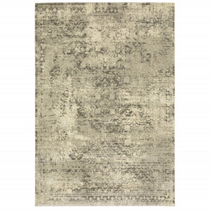 Homeroots 8' X 11' Grey Ivory Beige And Taupe Oriental Power Loom Stain Resistant Area Rug  Polypropylene 508324