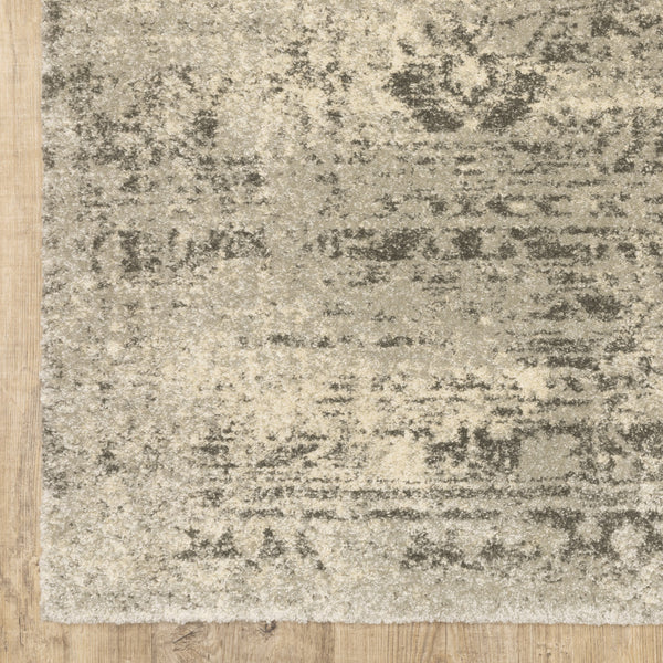 Homeroots 8' X 11' Grey Ivory Beige And Taupe Oriental Power Loom Stain Resistant Area Rug  Polypropylene 508324