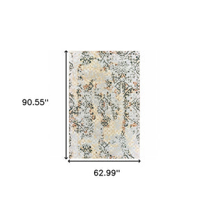 HomeRoots 2' Modern Abstract Grey and Gold Stain-Resistant Runner Rug for Stylish Hallways and Entryways 5' X 8' 508328