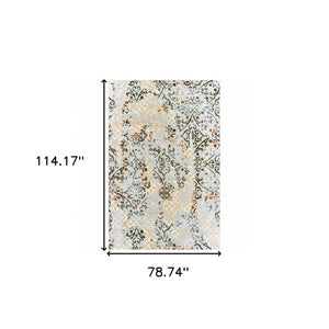 HomeRoots 2' Modern Abstract Grey and Gold Stain-Resistant Runner Rug for Stylish Hallways and Entryways 7' X 10' 508329