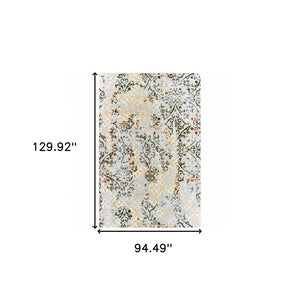 HomeRoots 2' Modern Abstract Grey and Gold Stain-Resistant Runner Rug for Stylish Hallways and Entryways 8' X 11' 508330