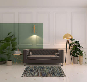 Homeroots 4' X 6' Black Navy Gold Ivory And Blush Abstract Power Loom Stain Resistant Area Rug Black,Navy Polypropylene 508333