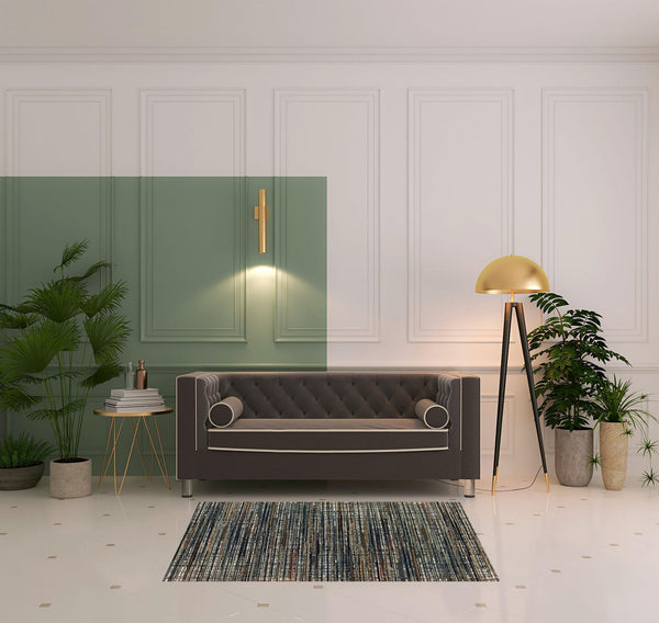 Homeroots 4' X 6' Black Navy Gold Ivory And Blush Abstract Power Loom Stain Resistant Area Rug Black,Navy Polypropylene 508333