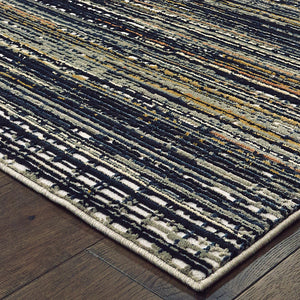 Homeroots 5' X 8' Black Navy Gold Ivory And Blush Abstract Power Loom Stain Resistant Area Rug Black,Navy Polypropylene 508334