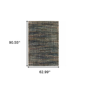 Homeroots 5' X 8' Black Navy Gold Ivory And Blush Abstract Power Loom Stain Resistant Area Rug Black,Navy Polypropylene 508334