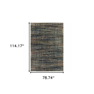 Homeroots 7' X 10' Ivory And Black Abstract Power Loom Area Rug Black,Navy Polypropylene 508335