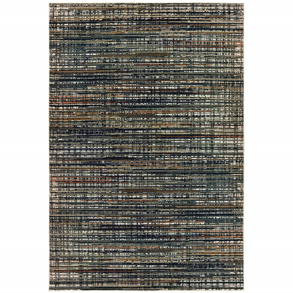 Homeroots 8' X 11' Black Navy Gold Ivory And Blush Abstract Power Loom Stain Resistant Area Rug Black,Navy Polypropylene 508336