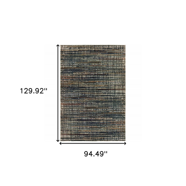 Homeroots 8' X 11' Black Navy Gold Ivory And Blush Abstract Power Loom Stain Resistant Area Rug Black,Navy Polypropylene 508336