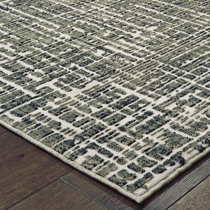HomeRoots 2' X 8' Modern Grey and Ivory Abstract Power Loomed Runner Rug - Stain Resistant, Stylish & Durable 4' X 6' 508339