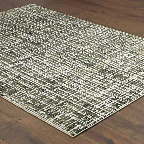 HomeRoots 2' X 8' Modern Grey and Ivory Abstract Power Loomed Runner Rug - Stain Resistant, Stylish & Durable 4' X 6' 508339