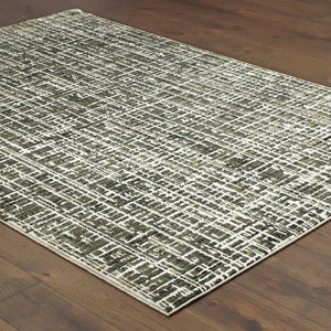HomeRoots 2' X 8' Modern Grey and Ivory Abstract Power Loomed Runner Rug - Stain Resistant, Stylish & Durable 5' X 8' 508340