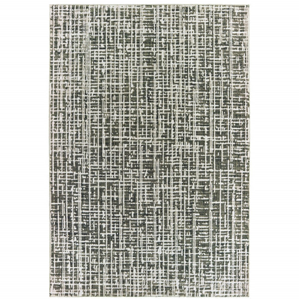 HomeRoots 2' X 8' Modern Grey and Ivory Abstract Power Loomed Runner Rug - Stain Resistant, Stylish & Durable 7' X 10' 508341