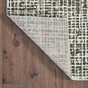 HomeRoots 2' X 8' Modern Grey and Ivory Abstract Power Loomed Runner Rug - Stain Resistant, Stylish & Durable 8' X 11' 508342