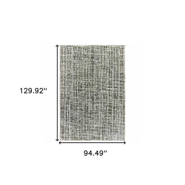 HomeRoots 2' X 8' Modern Grey and Ivory Abstract Power Loomed Runner Rug - Stain Resistant, Stylish & Durable 8' X 11' 508342