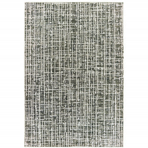 HomeRoots 2' X 8' Modern Grey and Ivory Abstract Power Loomed Runner Rug - Stain Resistant, Stylish & Durable 10' X 13' 508343