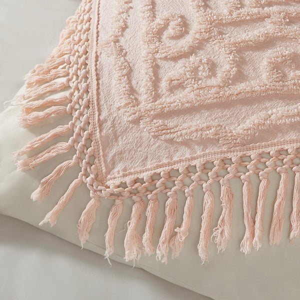 English Elm Tufted Laetitia Cotton Chenille Medallion Fringe Coverlet Set King/Cal King Blush – OEKO-TEX, All-Season Comfort B03597526