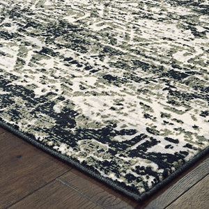 HomeRoots 2' Grey and Ivory Geometric Runner Rug - Stain Resistant, Power-Loomed, Stylish for Hallways and More 4' X 6' 508351