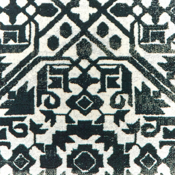 HomeRoots 2' Navy and Ivory Geometric Runner Rug – Durable, Stain Resistant, Perfect for High-Traffic Areas 5' X 8' 508358