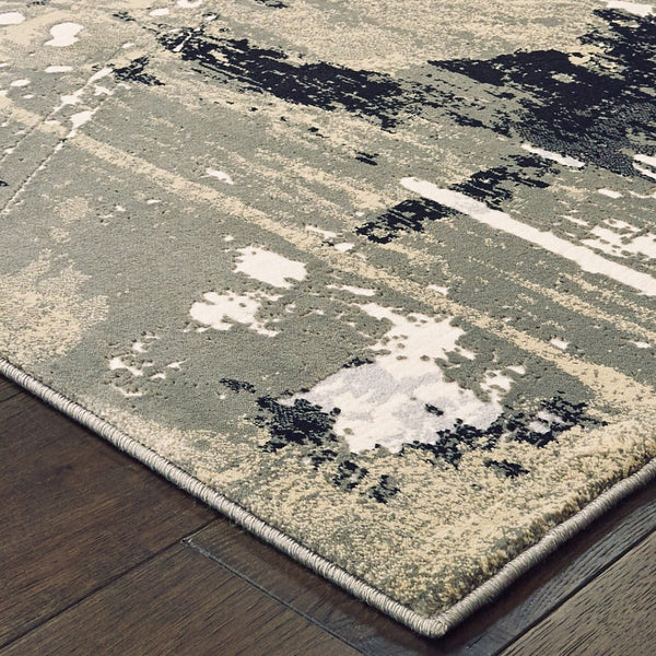 HomeRoots 8' Modern Black and Gold Abstract Runner Rug - Stain Resistant, Durable, Perfect for High-Traffic Areas 4' X 6' 508369