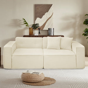 English Elm Full foam compression sofa Plush Teddy Velvet 2-3 Seat Mid-Century Loveseat with 72hr Rebound, Compact Dimensions W1183S00016