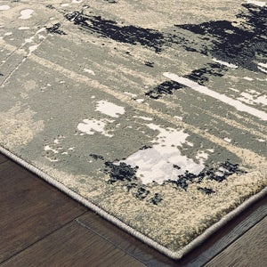 HomeRoots 8' Modern Black and Gold Abstract Runner Rug - Stain Resistant, Durable, Perfect for High-Traffic Areas 5' X 8' 508370