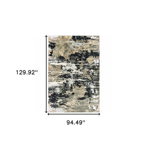 HomeRoots 8' Modern Black and Gold Abstract Runner Rug - Stain Resistant, Durable, Perfect for High-Traffic Areas 8' X 11' 508372