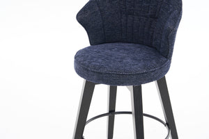 English Elm 008-Wing Upholstered Swivel Counter Stools Set of 2 with Solid Wood Legs, Chenille Comfort & 250lb Capacity Blue W2636P239837